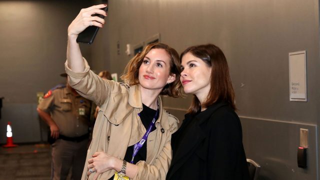 Katherine Power, co-founder and CEO of Clique Media Group (L) and Emily Weiss, founder and CEO of Glossier