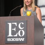 SXSW Eco 2016 – Carolyn Harrold with the Artic Apple, introducing Bill Nye Keynote – Photo by Steve Rogers