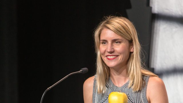 SXSW Eco 2016 – Carolyn Harrold with the Artic Apple, introducing Bill Nye Keynote – Photo by Steve Rogers