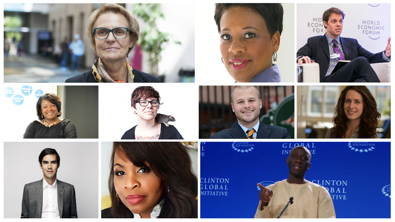 2017 SXSW Community Service Awards honorees (l-r) Barbara Moser, Michelle Ferrier, Blair Glencorse, Teresa Hodge, Dese’Rae Stage, Robert Moore, Dita Přikrylová, Nicolas Hazard, Courtney Santana, and Kwaku Kyei