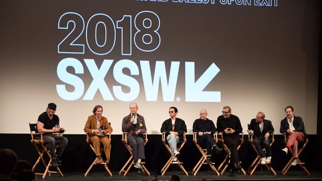 AUSTIN, TX - MARCH 17: Robert Rodriguez, Wes Anderson, Bill Murray, Kunichi Nomura, Bob Balaban, Jeff Goldblum, and Jeremy Dawson attend the 