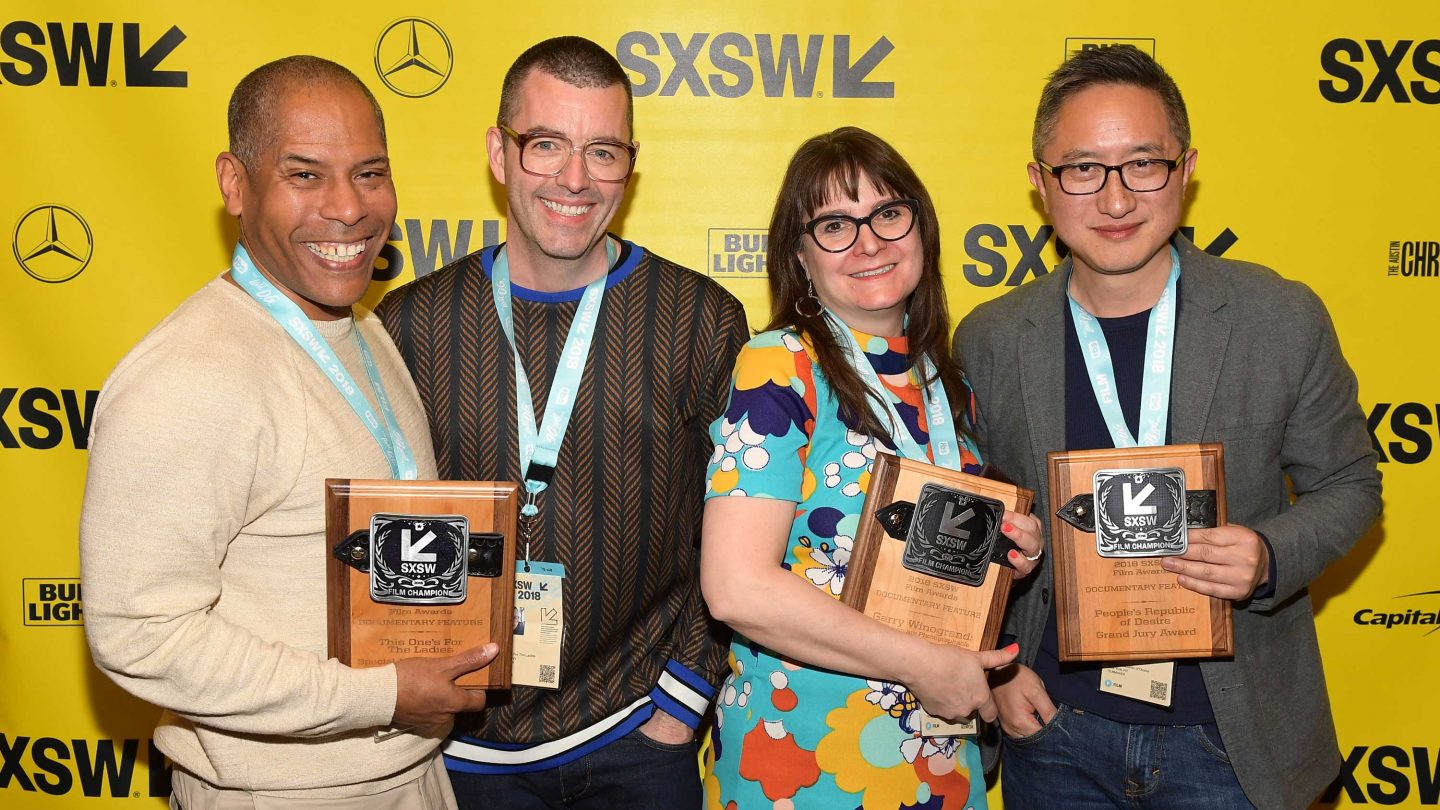 Documentary Shorts Award winners for This One’s For The Ladies Gene Graham and Paul Rowley, Documentary Feature Award winner for Garry Winograng: All Things are Photographable Sasha Waters Freyer, Documentary Feature Award winner for People’s Republic of Desire Hao Wu, Violet Lucca, and April Wolfe attends the SXSW Film Awards Show 2018 SXSW Conference and Festivals at Paramount Theatre on March 13, 2018 in Austin, Texas. (Photo by Matt Winkelmeyer/Getty Images for SXSW)