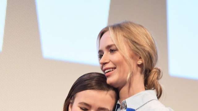 Emily Blunt and Millicent Simmonds during the Q&A for A Quiet Place.