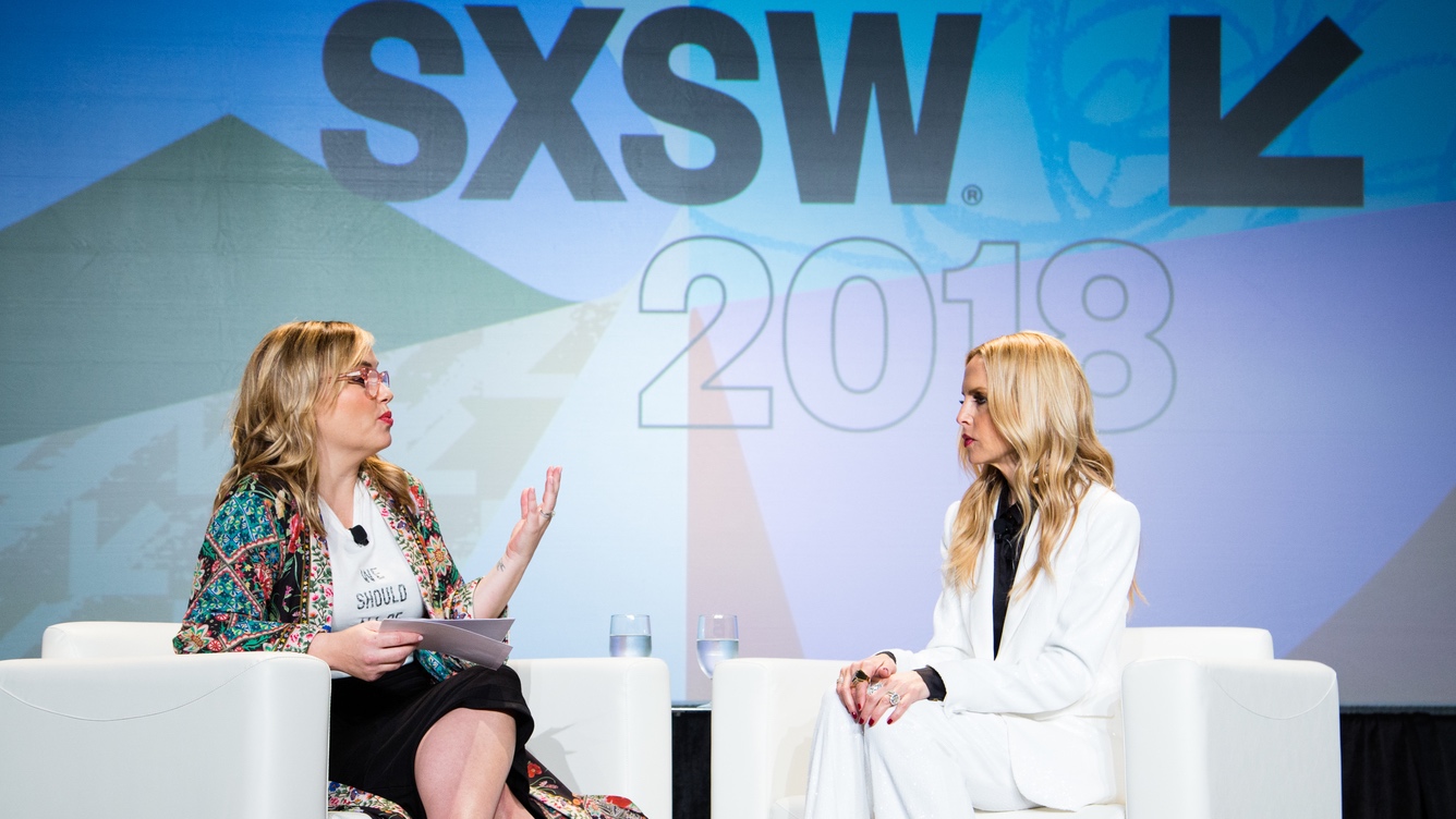 Hillary Kerr and Rachel Zoe in SXSW 2018 Session Adaptability in Fashion's Changing Landscape - Photo by Kit McNeil 