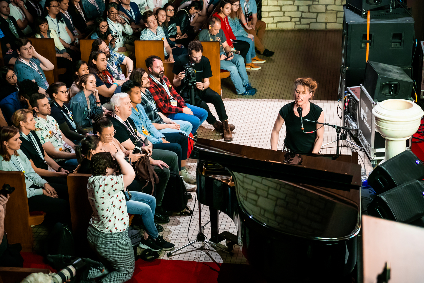Amanda Palmer performs onstage at NPR Tiny Desk Concert at Central Presbyterian Church.