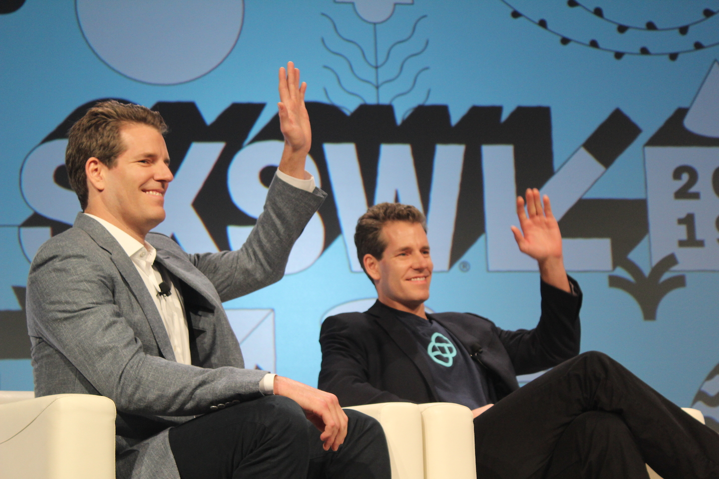 Cameron and Tyler Winklevoss at their Featured Session about the cryptocurrency revolution - Photo by Noah Ainsworth