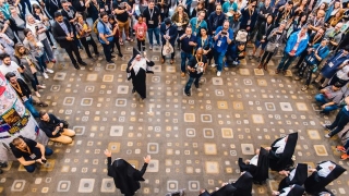 The Chattering Order of St. Beryl Nuns from Amazon Prime's Good Omens singing at the Austin Convent(ion) Center.