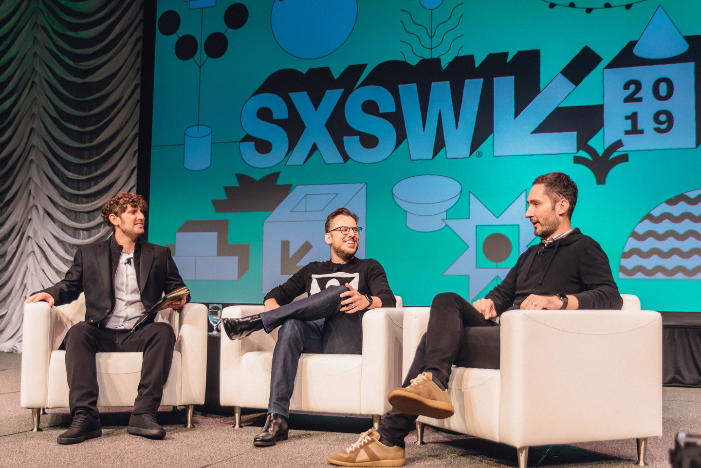 Instagram founders Kevin Systrom and Mike Crieger with Josh Constine.