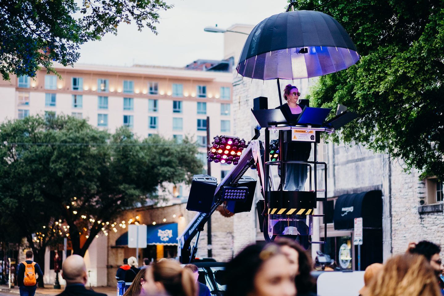 smart mobile disco features DJs at 6th and Trintiy Streets.