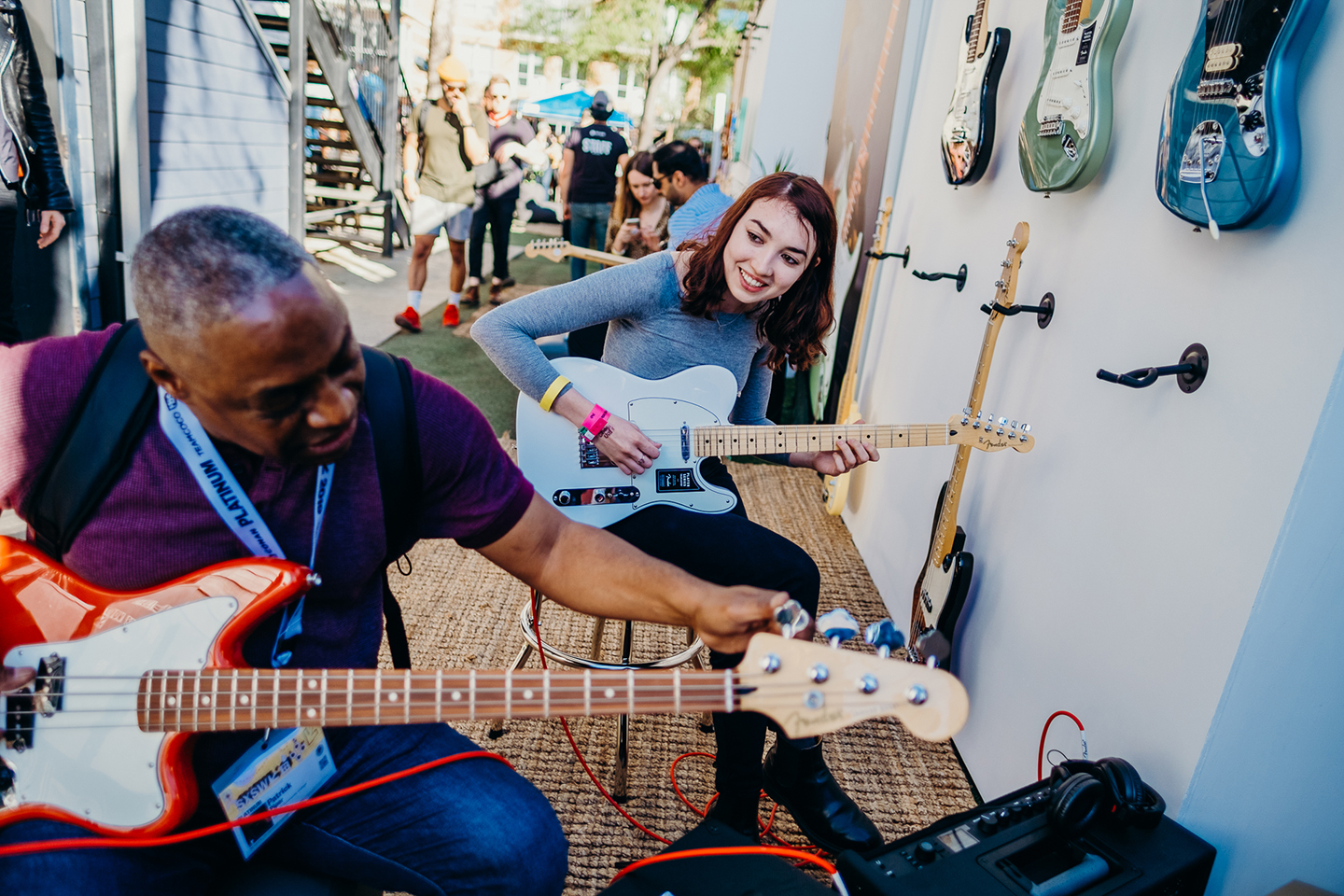 Festivalgoers attend The Fender Next House. at Lustre Pearl. Photo by Sara Strick