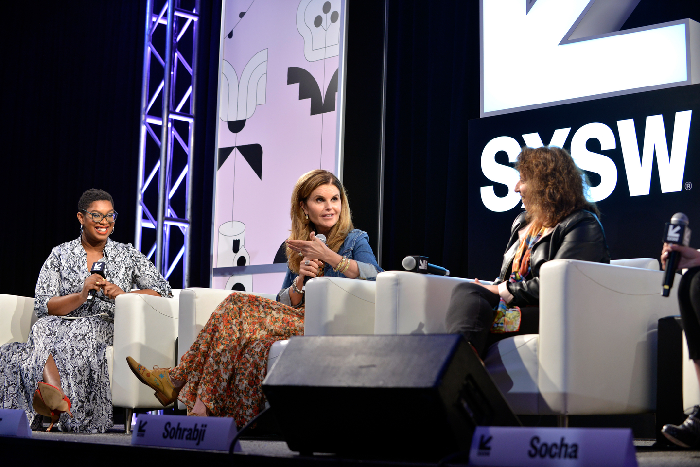 (L-R) Ashley C. Ford, Maria Shriver and Farida Sohrabji at their Featured Session, a candid conversation about women’s brain health and the mind-blowing implications for us all.