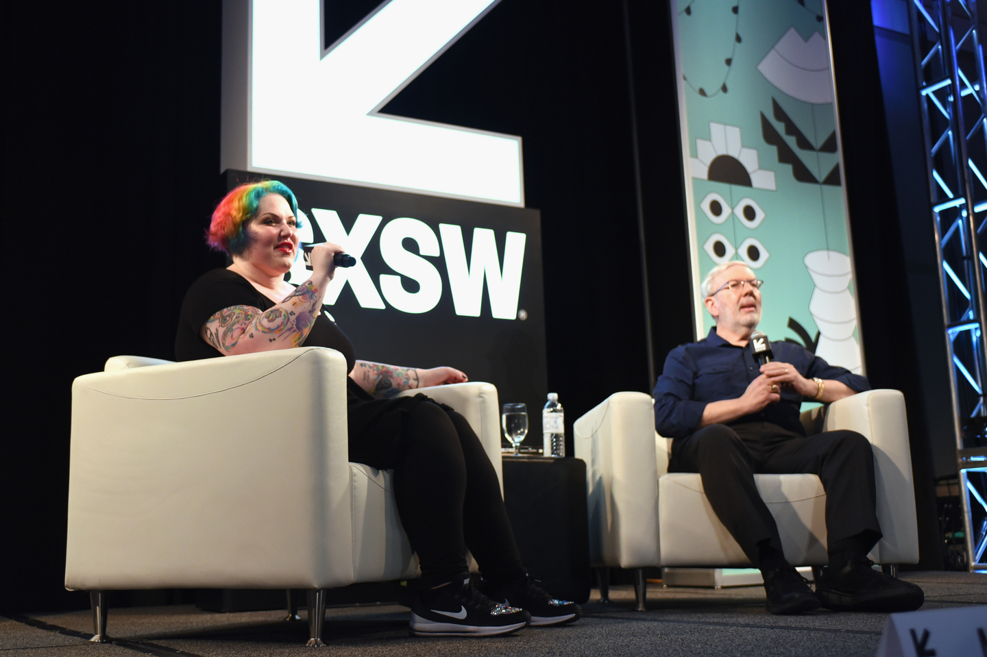 Jessie Maltin (L) and Leonard Maltin speak onstage at Featured Session: You're Wrong, Leonard Maltin!!