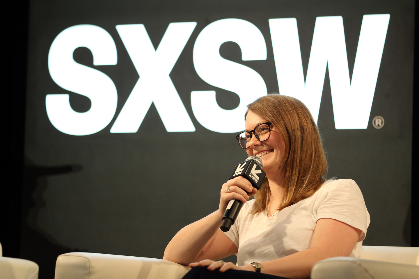 Karen Maine speaks onstage at Featured Session: The Female Gaze.