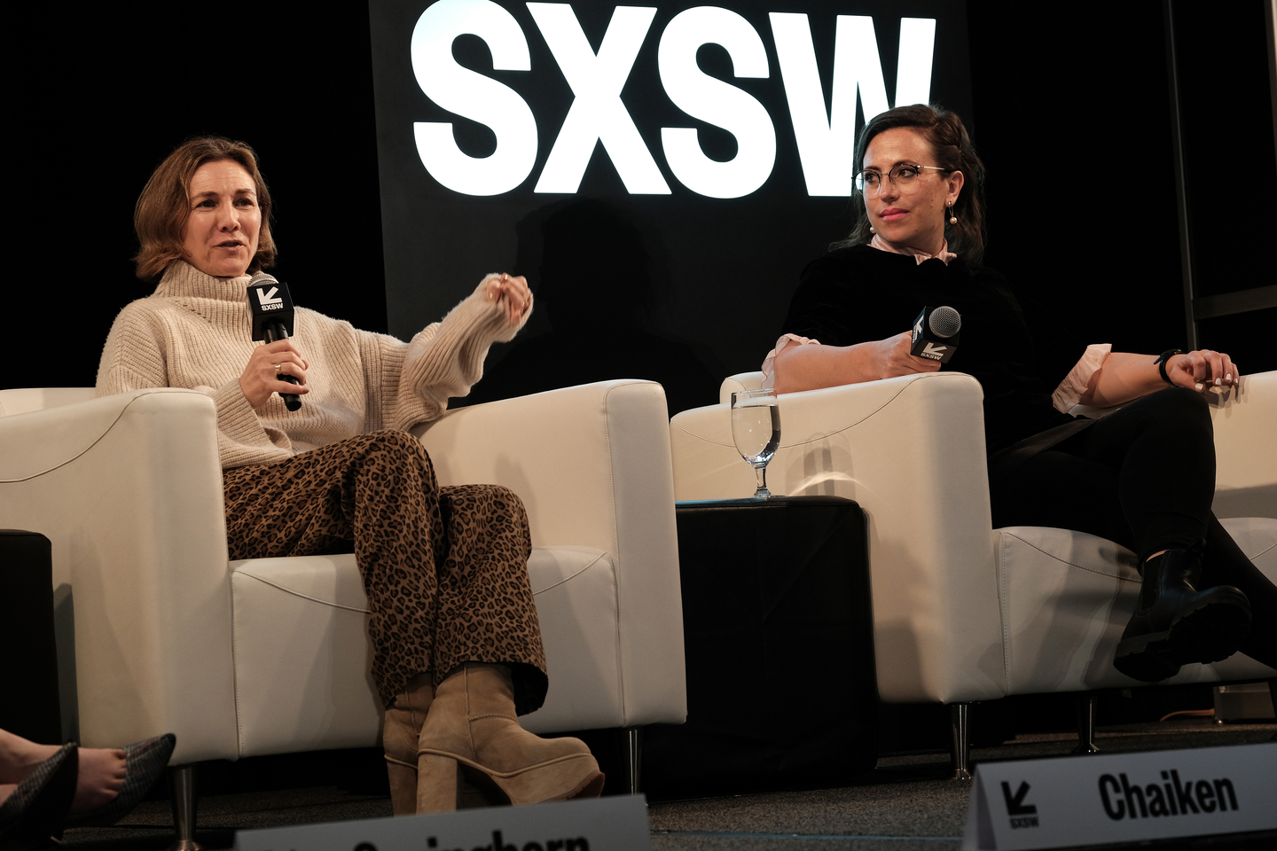 (L-R) Ilene Chaiken and Sarah Gertrude Shapiro speak onstage at Featured Session: When Life Becomes Art.