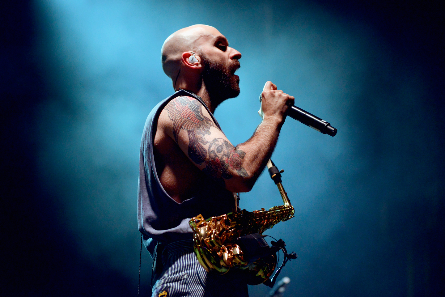 Sam Harris of X Ambassadors performs onstage at SXSW Outdoor Stage at Lady Bird Lake presented by 101X.