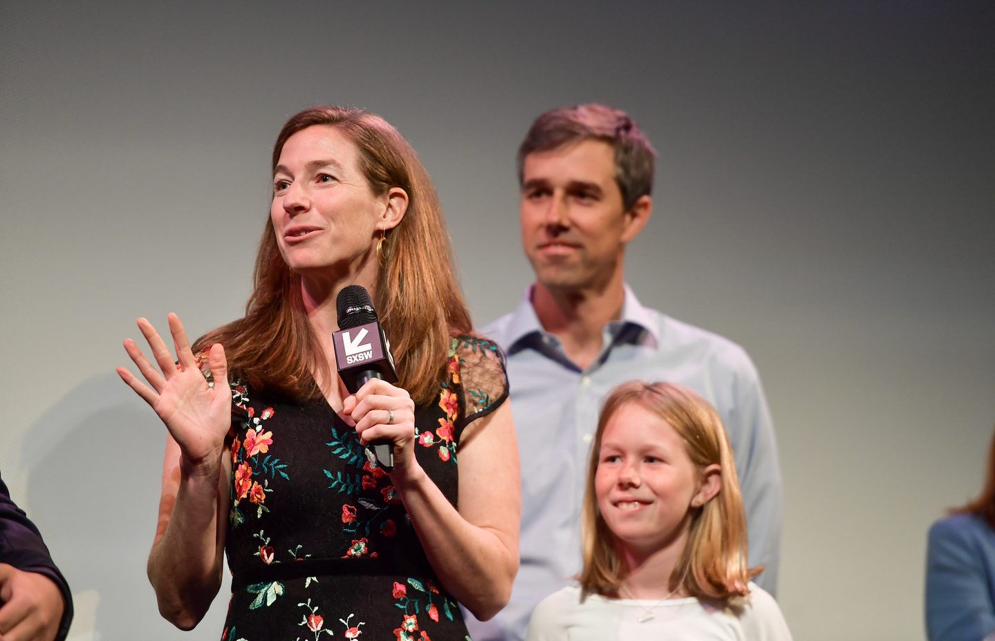 Amy Hooer Sanders, Beto O'Rourke, and Molly O'Rourke attend the Running with Beto Premiere at the Paramount Theatre.