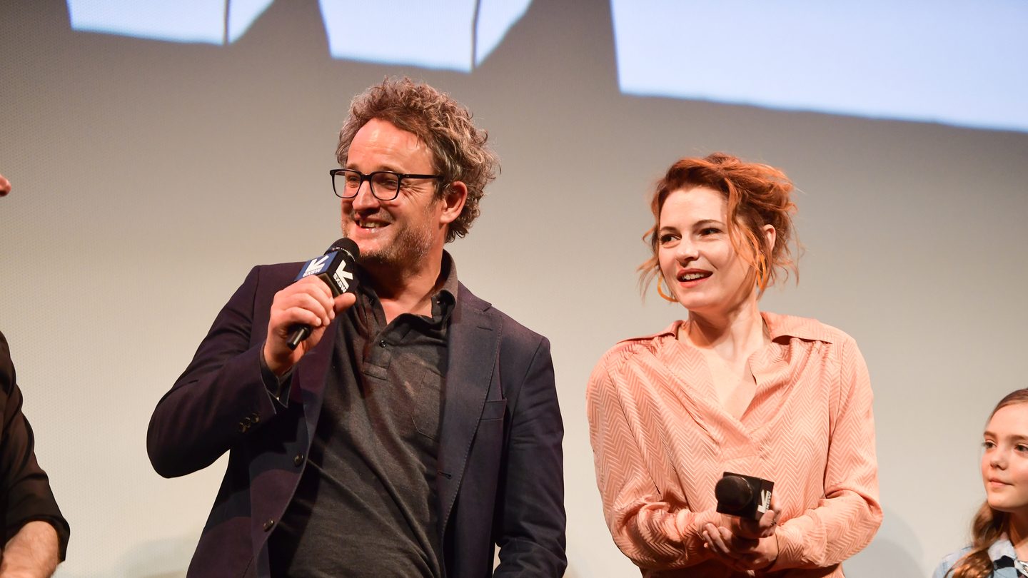Jason Clarke and Amy Seimetz attend the Pet Sematary premiere at the Paramount Theatre.