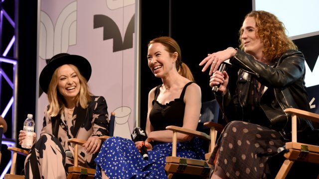 AUSTIN, TX - MARCH 11: (L-R) Olivia Wilde, Katie Silberman, and Jessica Elbaum speak onstage at Featured Session: 