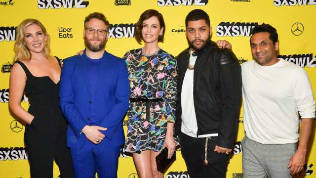 June Diane Raphael, Seth Rogen, Charlize Theron, O'Shea Jackson Jr., and Ravi Patel, attends the "Long Shot" Premiere - 2019 SXSW Conference and Festivals at Paramount Theatre on March 09, 2019 in Austin, Texas. (Photo by Matt Winkelmeyer/Getty Images for SXSW)