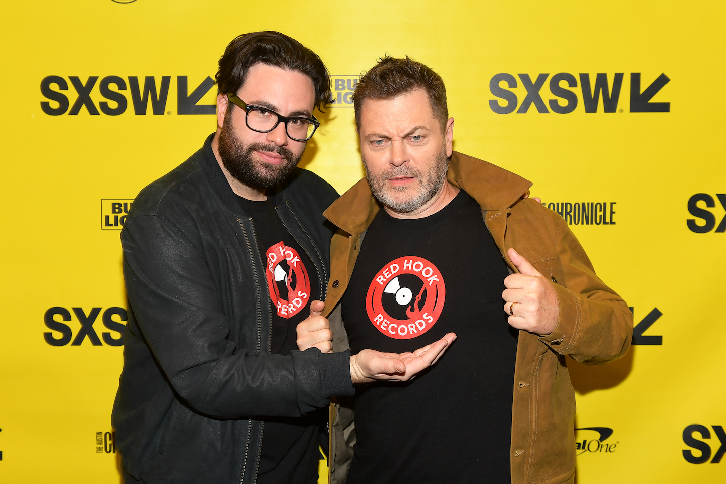 Brett Haley and Nick Offerman at the Hearts Beat Loud Red Carpet. Photo by Matt Winkelmeyer/Getty Images for SXSW