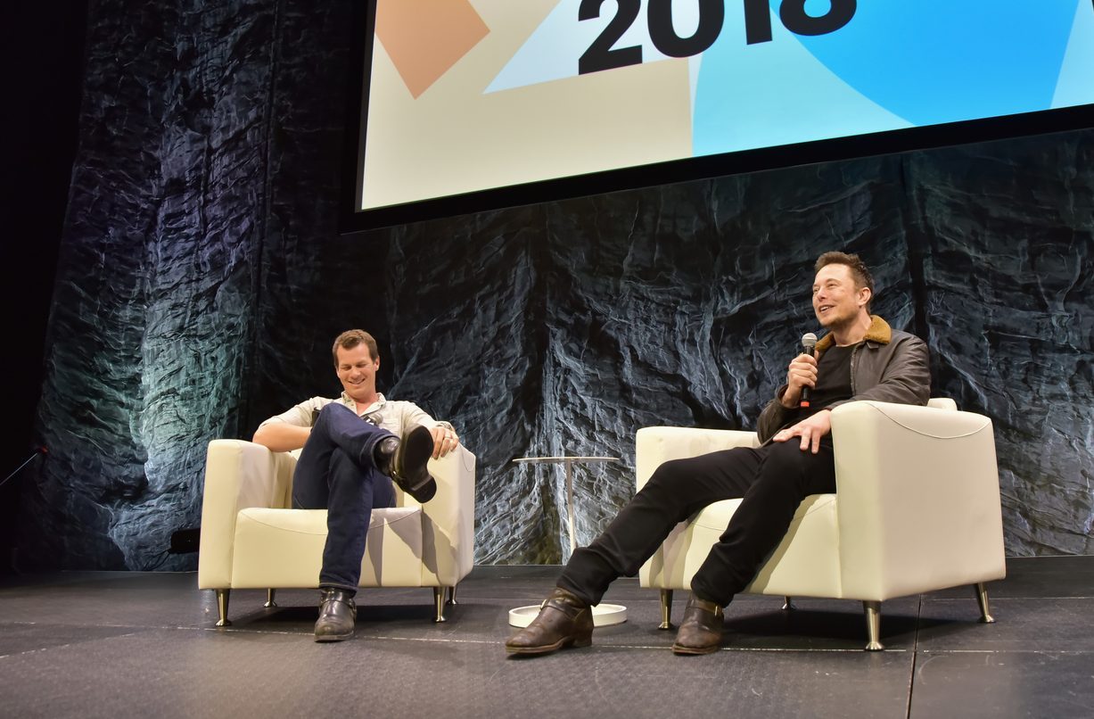 Jonathan Nolan with Elon Musk. Photo by Chris Saucedo