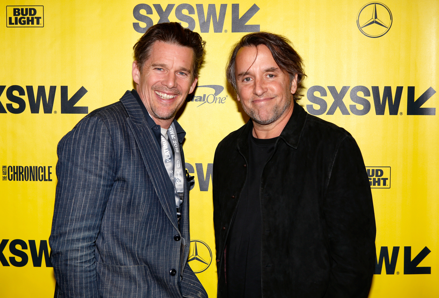 Ethan Hawke (L) and Richard Linklater at the First Reformed Screening. Photo by Sean Mathis/Getty Images for SXSW