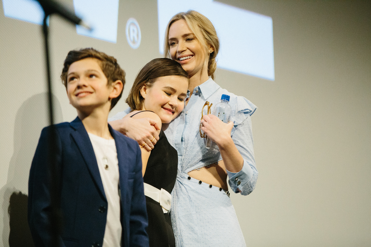 Noah Jupe, Millicent Simmonds, and Emily Blunt at the A Quiet Place Opening Night Film Q&A. Photo by Alexa Gonzalez Wagner