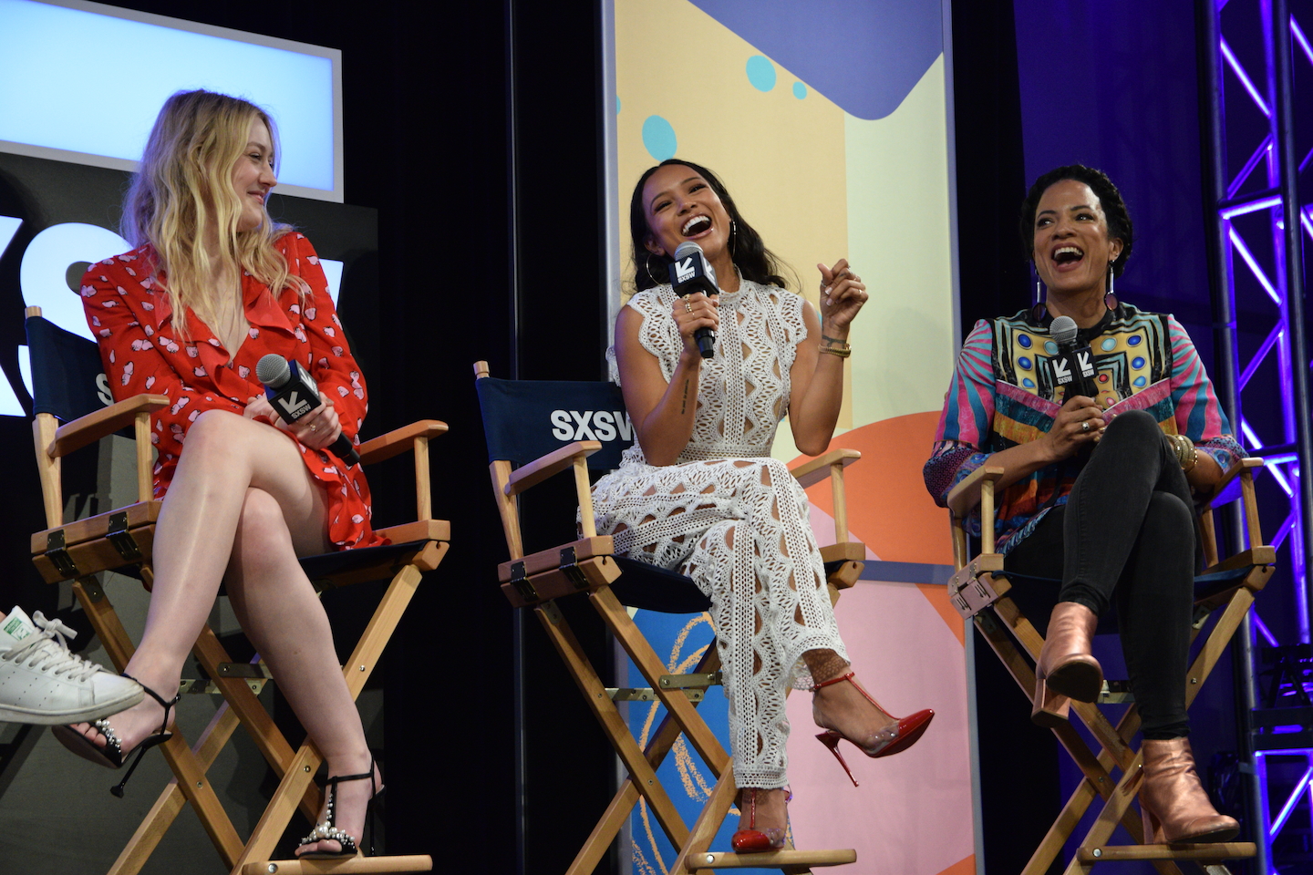 (L-R) Dakota Fanning, Karrueche Tran and Warner Brothers Executive Producer Janine Sherman Barrois during the “Informal & Candid Conversation with Female Leaders in Television” panel. Photo by Mike Jordan/Getty Images for SXSW