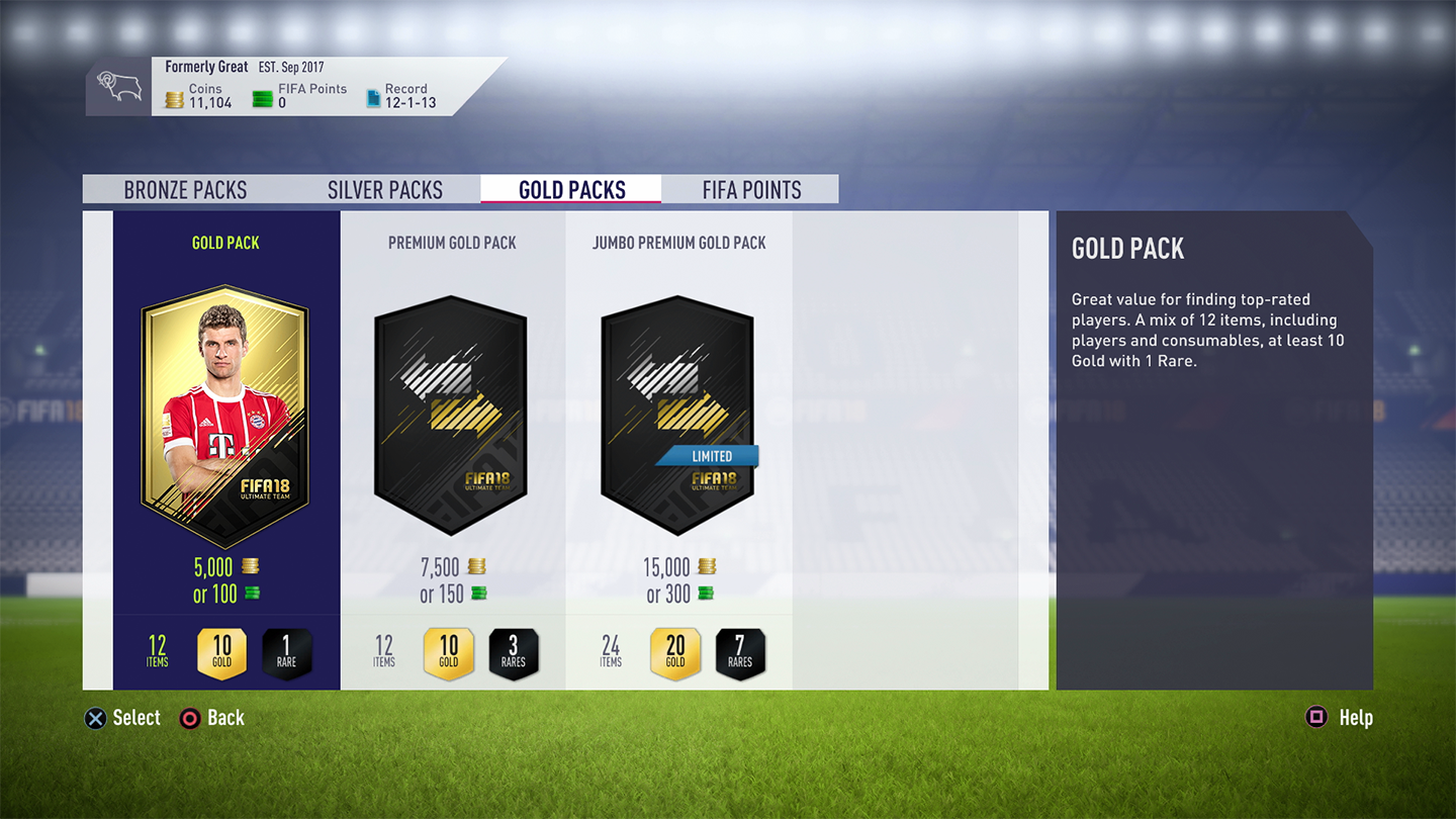 FIFA 18 Gold Pack