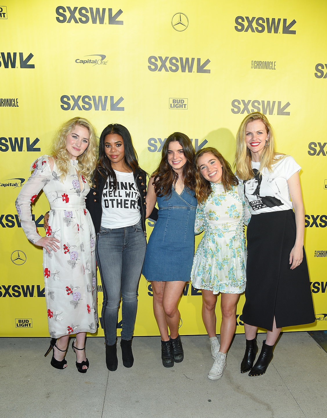 (L-R) AJ Michalka, Regina Hall, Dylan Gelula, Haley Lu Richardson, and Brooklyn Decker at the Support The Girls World Premiere. Photo by Michael Loccisano/Getty Images for SXSW