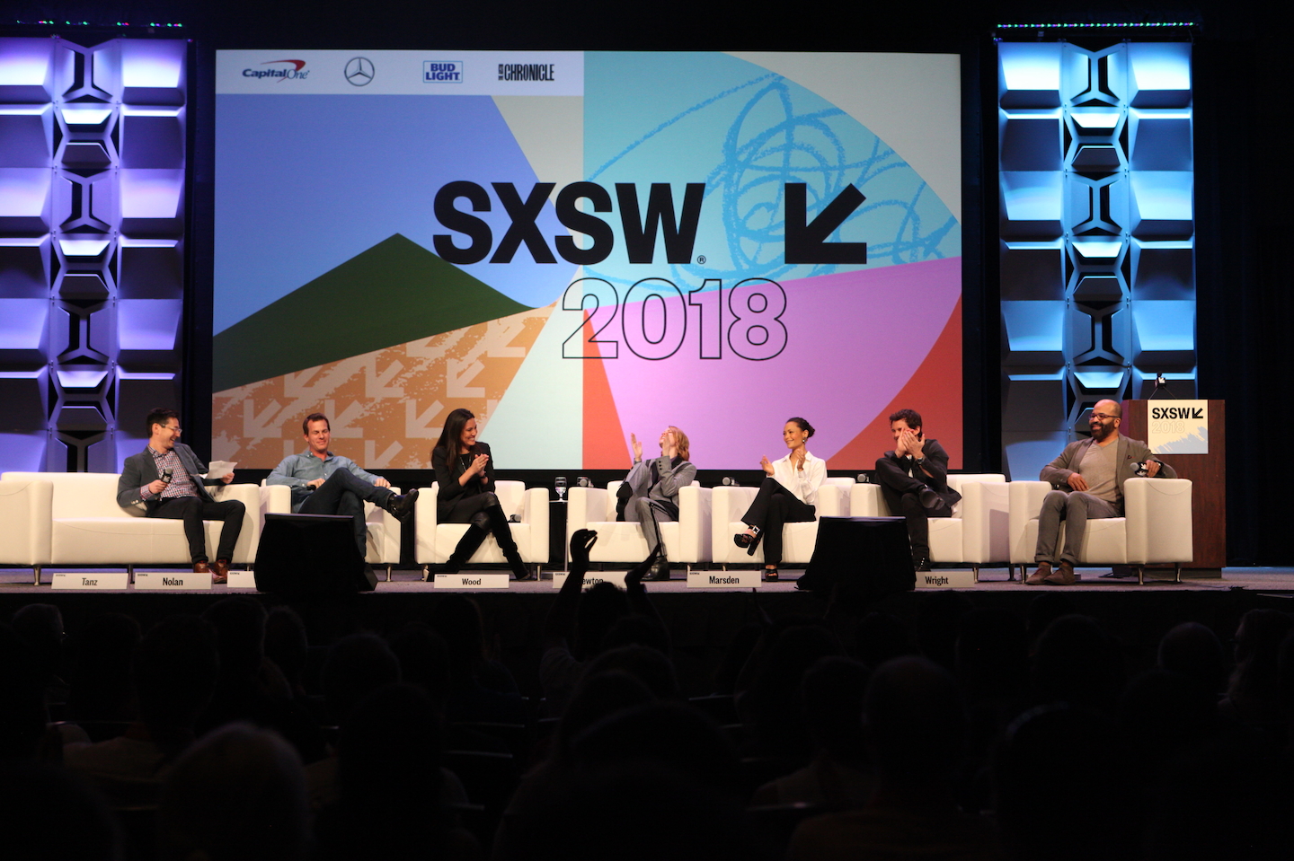 A Featured Session in the Entertainment Influencers track convened a panel consisting of Westworld’s showrunners and cast members. Photo by Amy E. Price/Getty Images for SXSW