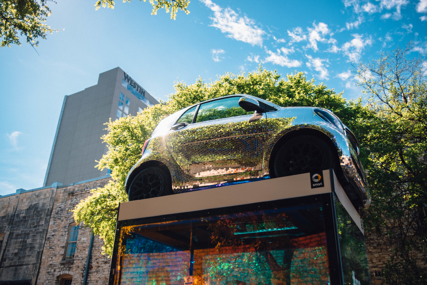 smart fortwo disco ball installation. Photo by Jordan Hefler