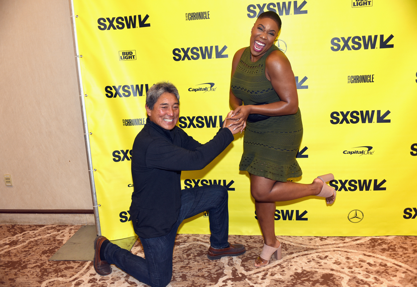 Guy Kawasaki and Symone Sanders were together for the “Technology, Media, and Politics” talk in the Government track. Photo by JEALEX Photo/Getty Images for SXSW