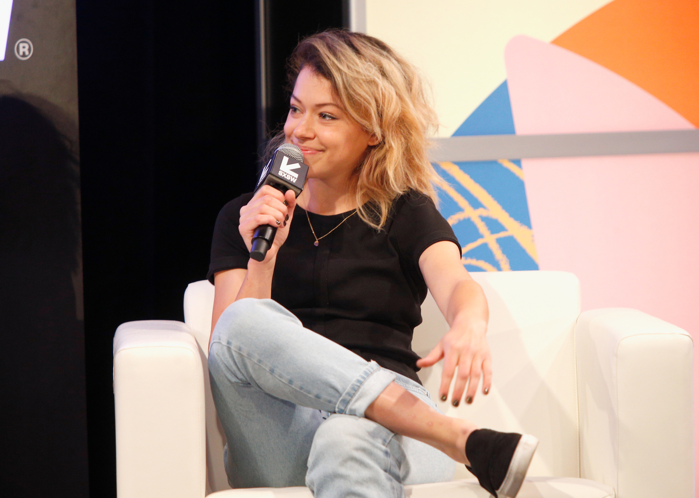 Tatiana Maslany discussed her career with Scott Aukerman. Photo by Steve Rogers Photography/Getty Images for SXSW