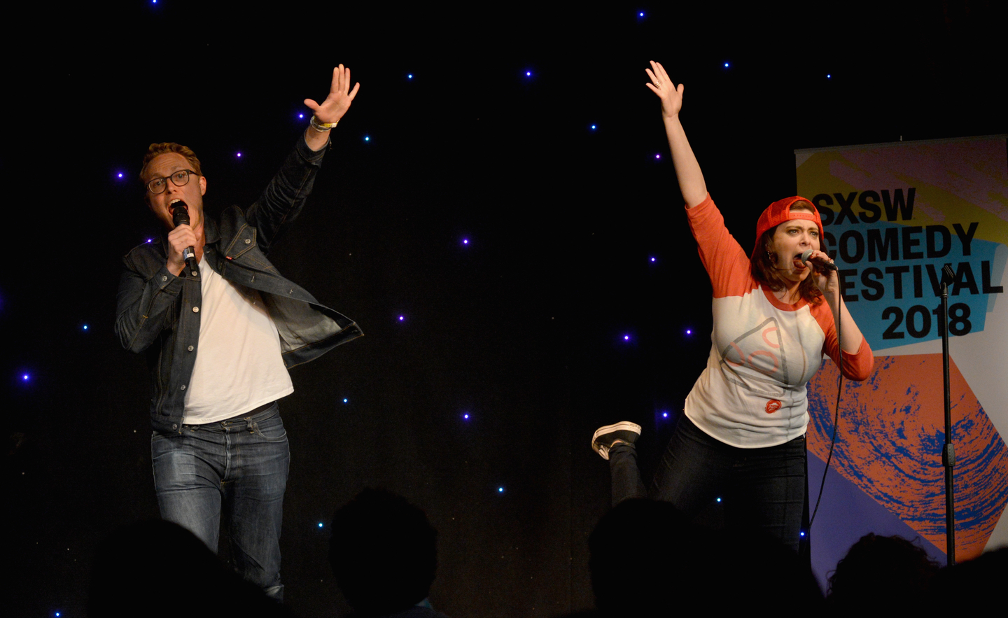 Dan Gregor and Rachel Bloom at the SXSW Comedy event “Most Likely to Murder: Live!” Photo by Rita Quinn/Getty Images for SXSW