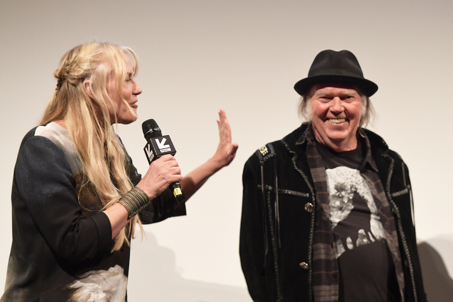 Director Daryl Hannah and Neil Young at the PARADOX world premiere at the Paramount Theatre. Photo by Matt Winkelmeyer/Getty Images for SXSW