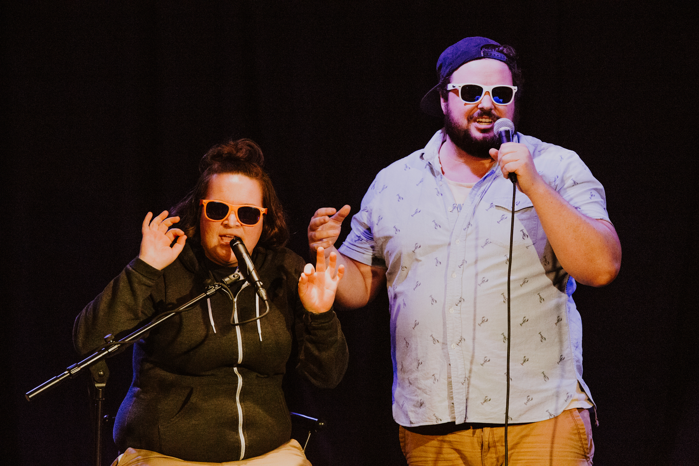 Betsy Sodaro and Jon Gabrus perform at Matt Besser's 420 Show. Photo by Akash Kataria