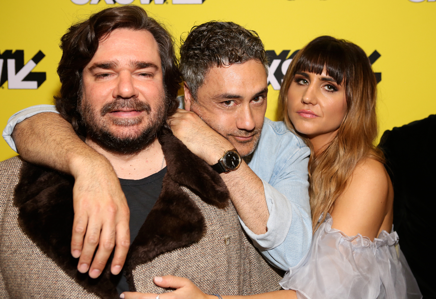 (L-R) Matt Berry, Taika Waititi, and Natasia Demetriou at the What We Do in the Shadows World Premiere – Photo by Travis P Ball/Getty Images for SXSW