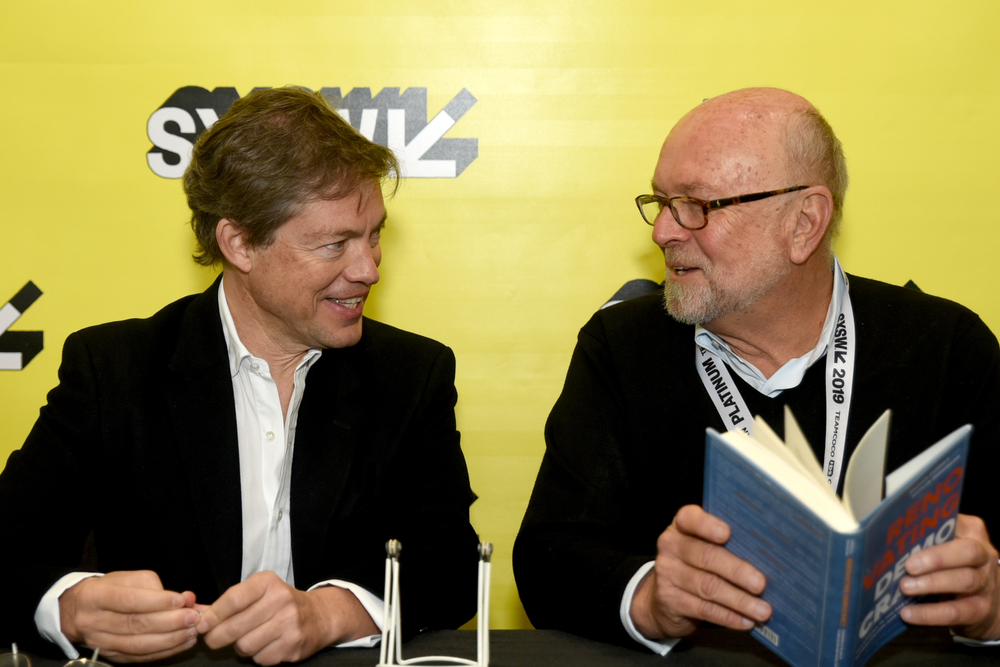 Nicolas Berggruen and Nathan Gardels at the RENOVATING DEMOCRACY: A New Framework for Governance book reading – Photo by Dave Pedley/Getty Images for SXSW