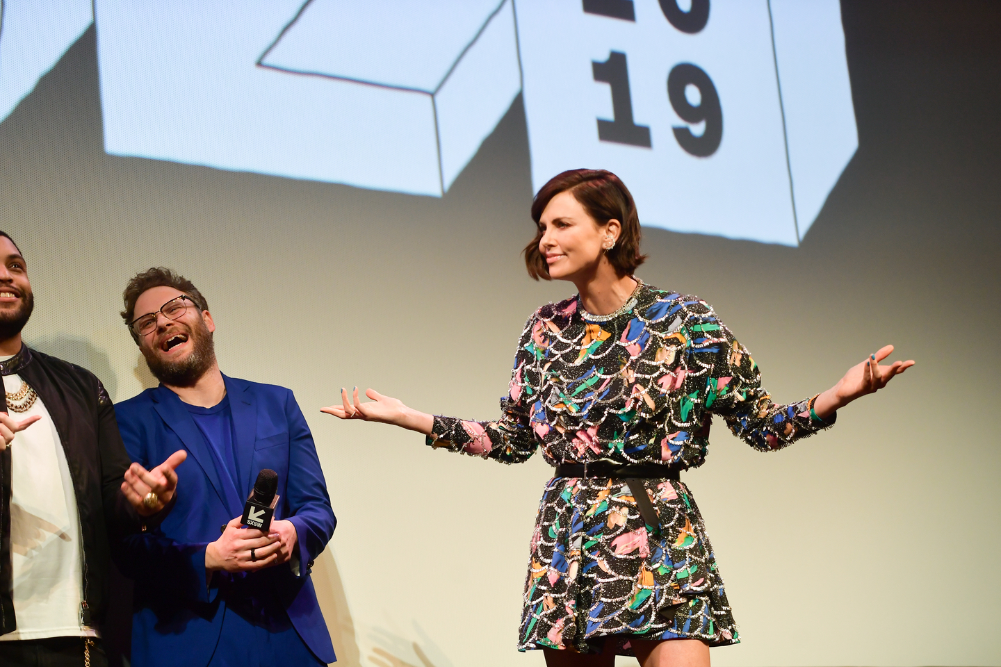 Seth Rogen and Charlize Theron at the Long Shot World Premiere – Photo by Matt Winkelmeyer/Getty Images for SXSW