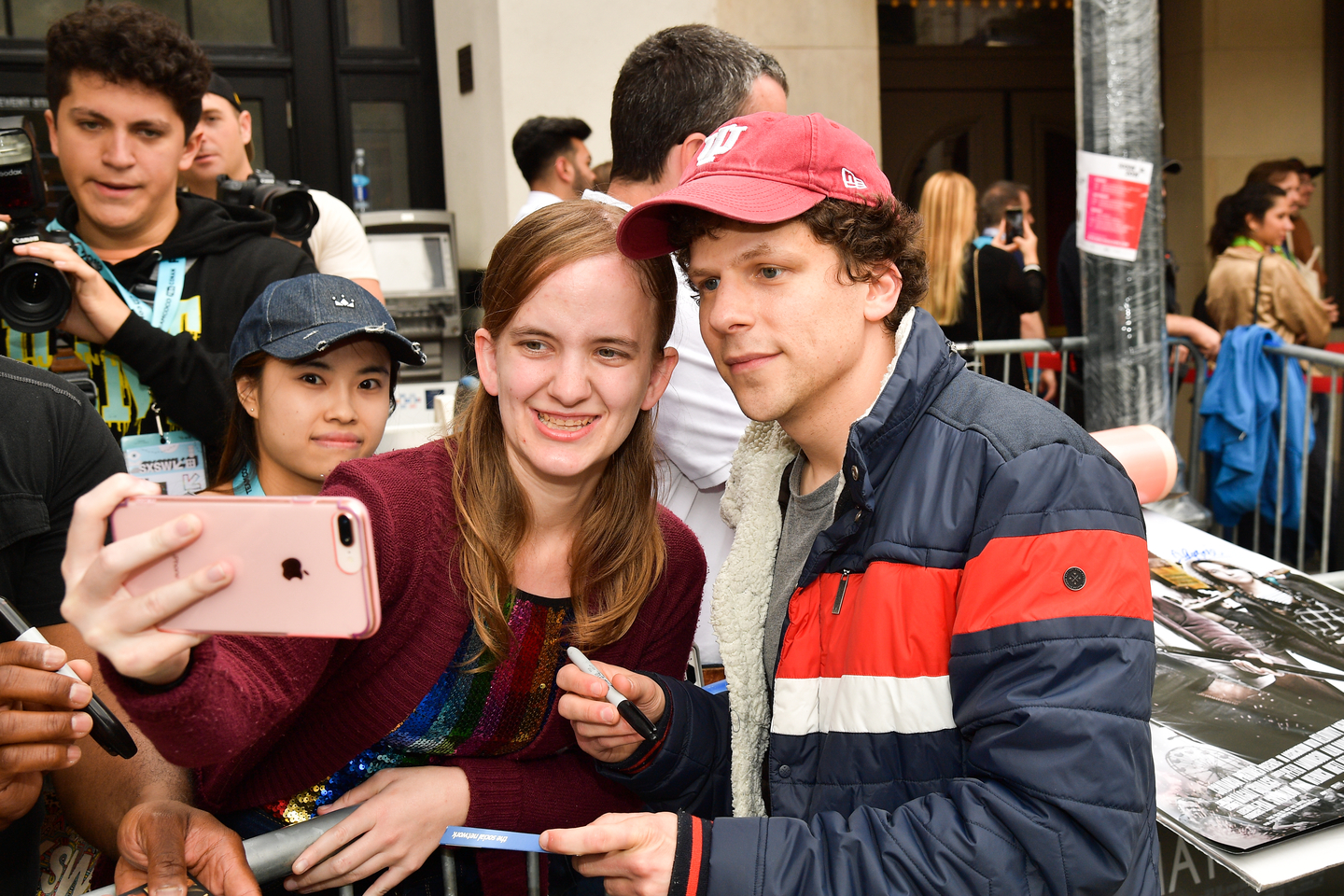 Jesse Eisenberg poses with a fan at The Art Of Self-Defense World Premiere – Photo by Matt Winkelmeyer/Getty Images for SXSW