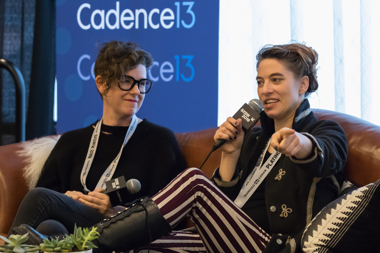 Elizabeth McQueen and Amanda Palmer at This Song Podcast – Photo by John Sosenko