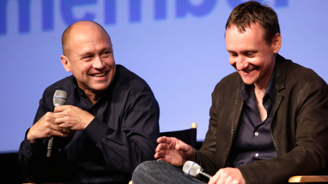 Filmmaker/producer Mike Judge (L) and executive producer Alec Berg