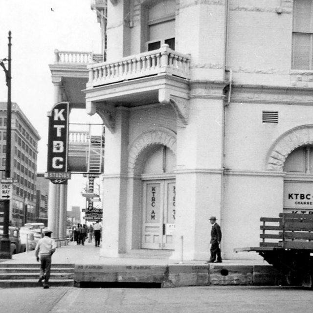 historic image of Sixth and Brazos in Austin Texas, KTBC Studios