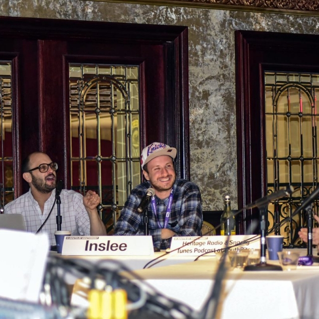 Darin Bresnitz and Jack Inslee record the <em>Snacky Tunes</em> podcast, SXSW 2016