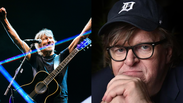 Roger Waters and Michael Moore, Music Keynotes - Photos courtesy of Speakers