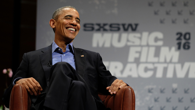 Keynote U.S. President Barack Obama speaks onstage at SXSW 2016. Neilson Barnard/Getty Images for SXSW.