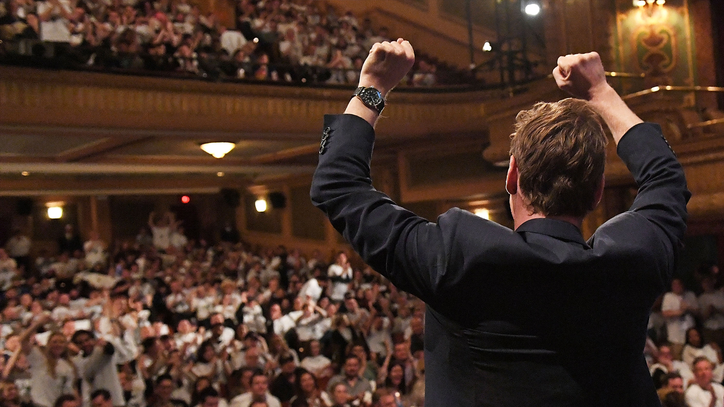 Michael Fassbender cheers on a full house at the Paramount Theatre before the screening of "Alien" during SXSW 2017. Photo by MattWinkelmeyer/Getty Images for SXSW.