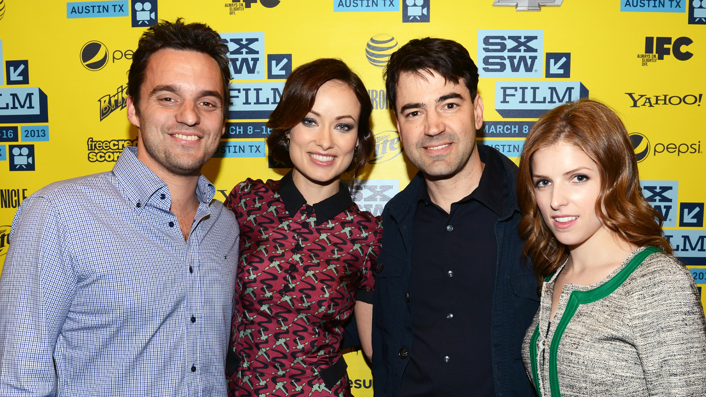 Actors Jake Johnson, actress Olivia Wilde, actor Ron Livingston and actress Anna Kendrick attend the World Premiere of 
