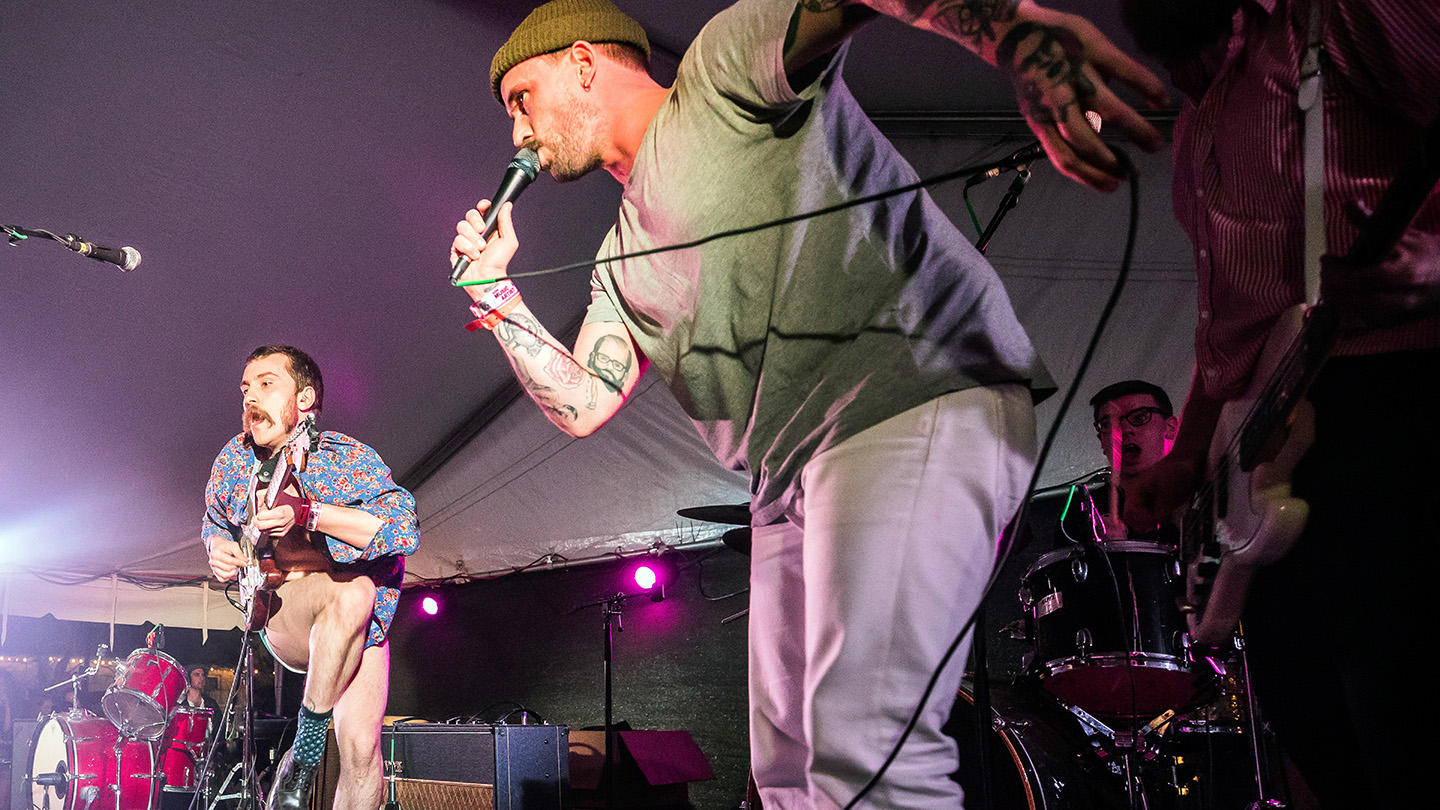 IDLES performs onstage at the Desert Daze Showcase at SXSW 2018. Photo by Amanda Cain.